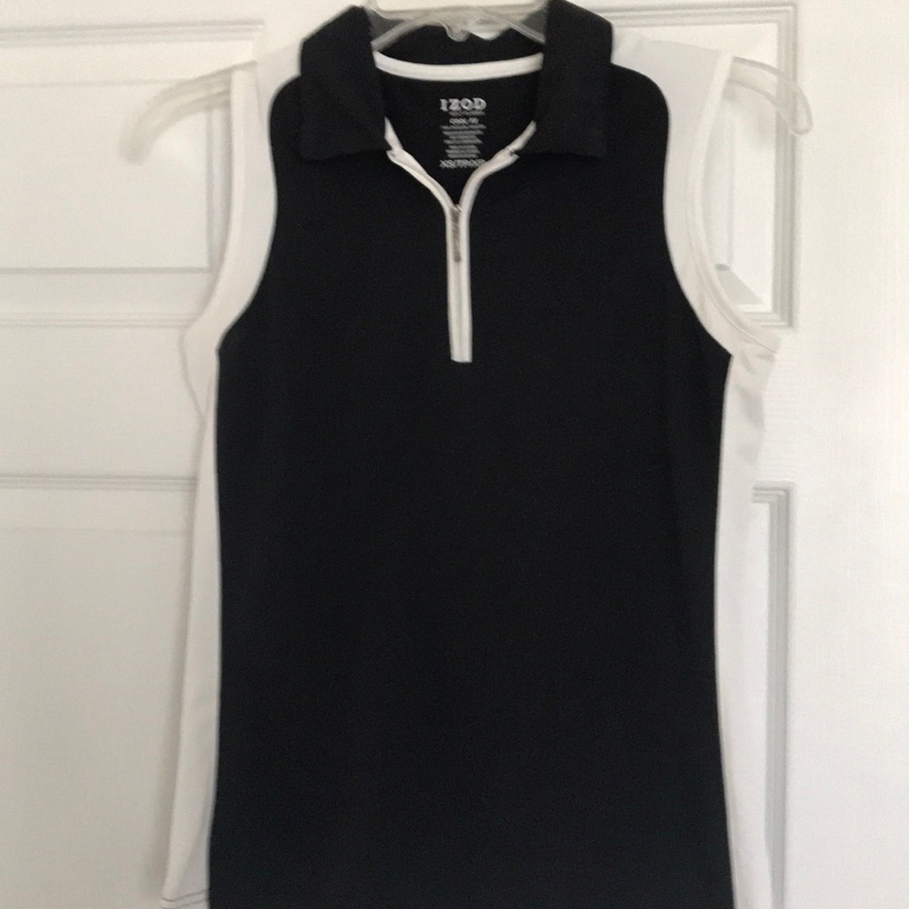 Izod  golf shirt cool fx black and white XS
